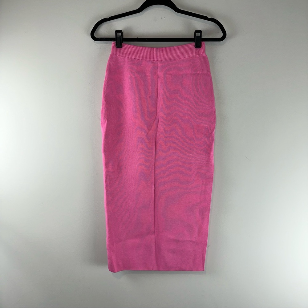 Anthropologie Endless Rose Side Slit Detailed Knit Midi Skirt in Pink Size XS